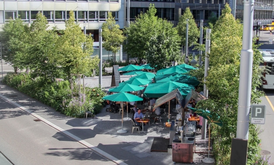 Ansicht Gartenrestaurant im Bahnhofp&auml;rkli